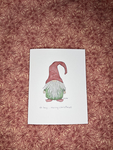Christmas cards set of 4 / Holiday cards set / Gnome / Ornaments / Pine / Merry Christmas