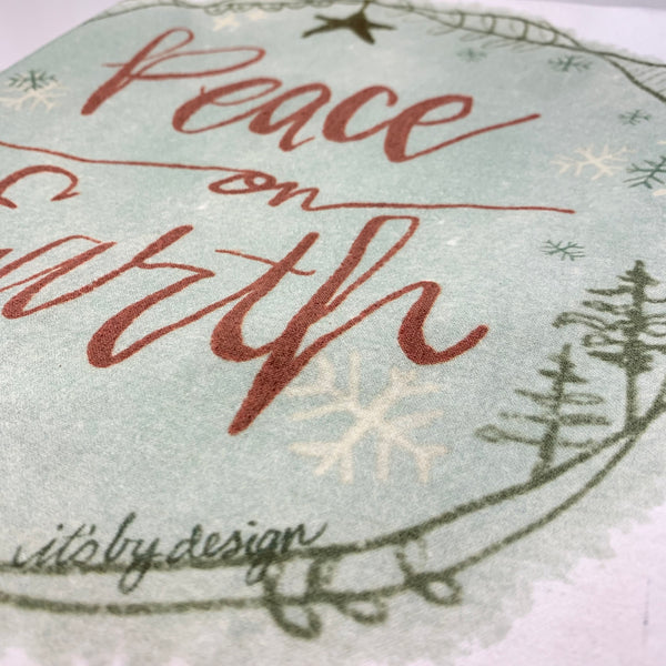 Peace On Earth kitchen towel, Christmas Flour Sack towel, Hostess gift, Christmas party gift, Holiday kitchen towel, Inspirational towel