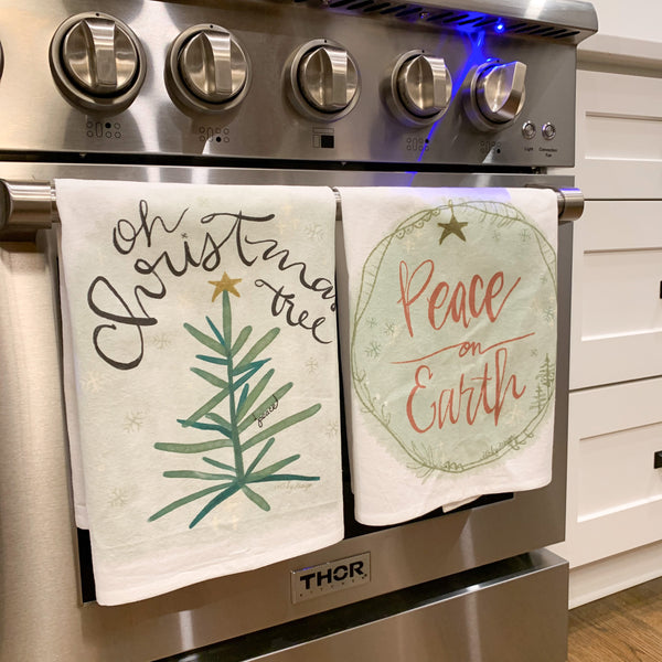 Peace On Earth kitchen towel, Christmas Flour Sack towel, Hostess gift, Christmas party gift, Holiday kitchen towel, Inspirational towel