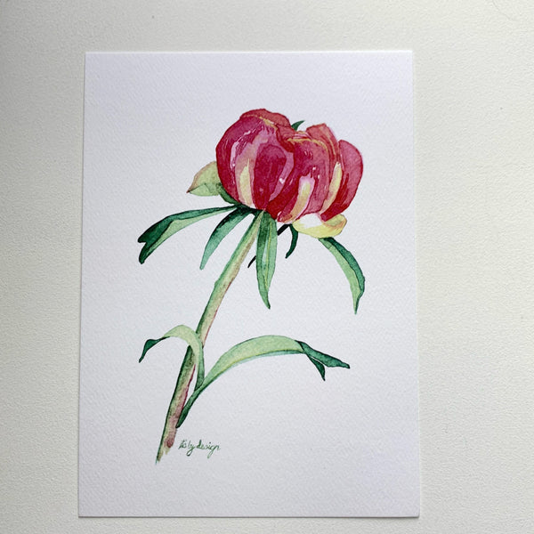 pink peony / 5 x 7 inch / PRINT from original watercolor / flower print