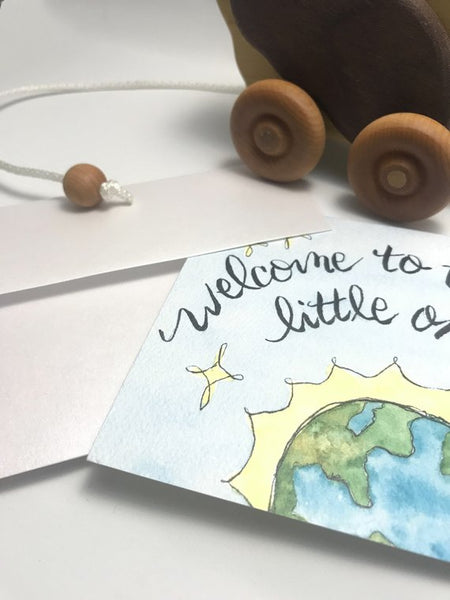 Welcome to the world little one / New Baby Card / Baby Shower card / watercolor