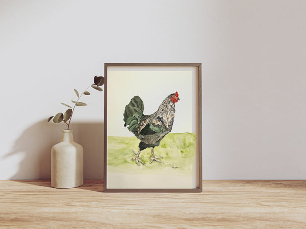 Big Roo the Rooster, ORIGINAL (not print) 11 X 14 Watercolor Painting