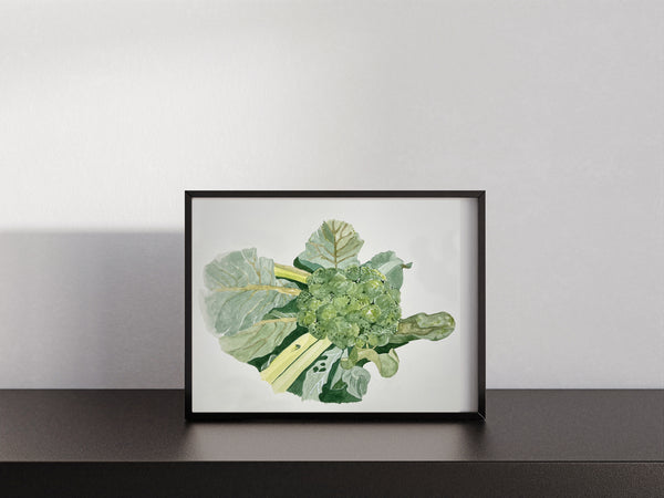 Head of Broccoli painting, ORIGINAL (not print) 9 X 7 Watercolor Painting