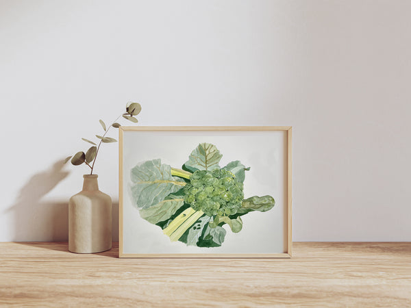 Head of Broccoli painting, ORIGINAL (not print) 9 X 7 Watercolor Painting