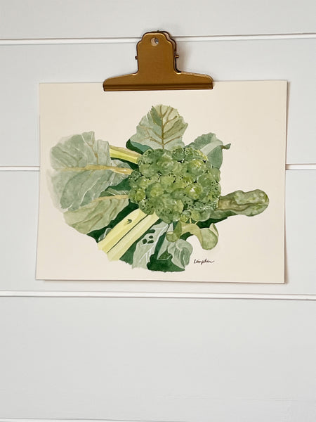 Head of Broccoli painting, ORIGINAL (not print) 9 X 7 Watercolor Painting