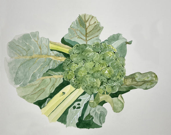 Head of Broccoli painting, ORIGINAL (not print) 9 X 7 Watercolor Painting