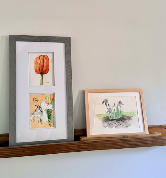 purple irises, ORIGINAL (not print) Watercolor Painting, framed