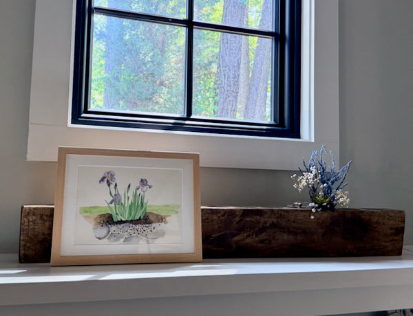 purple irises, ORIGINAL (not print) Watercolor Painting, framed