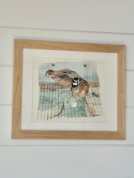 Quail, ORIGINAL (not print) FRAMED Watercolor Painting