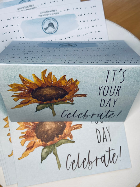 Watercolor Sunflower Birthday Card, Celebrate Special Event (Kraft Envelope)