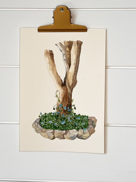 Morning Glory vines, ORIGINAL (not print) 7 X 10 Watercolor Painting