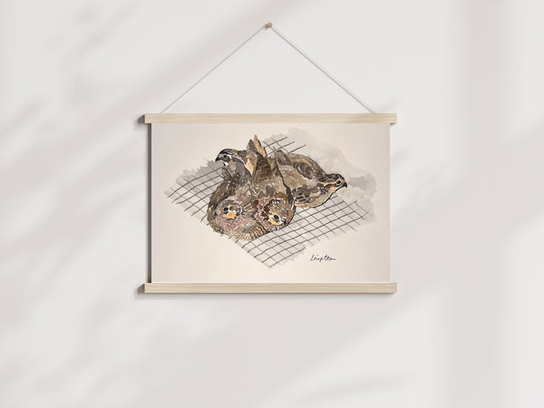 Quail Covey, ORIGINAL (not print) 9 X 5.5 inches Watercolor Painting