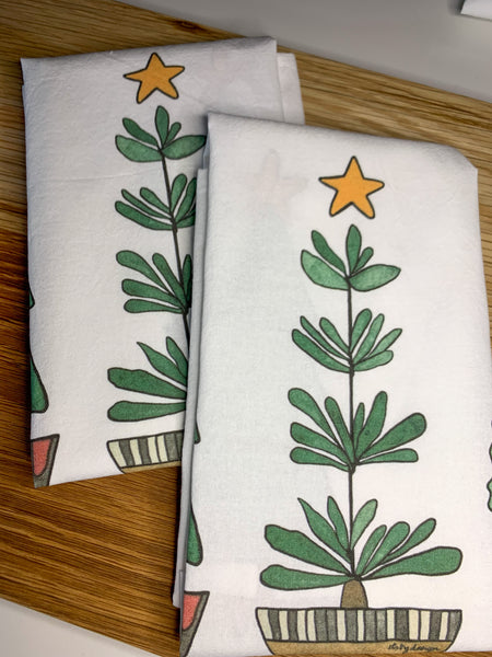 Three Trees Christmas towel, flour sack towel, Christmas gift, Hostess gift, Christmas Kitchen decor, Christmas trees, Kitchen towel