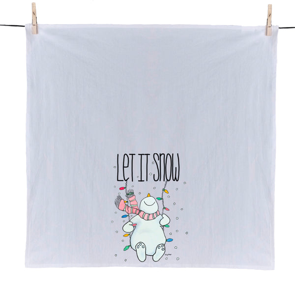 Let It Snow Holiday towel, flour sack towel, Christmas gift, Hostess gift, Christmas Kitchen decor, Winter Snowman, Kitchen towel