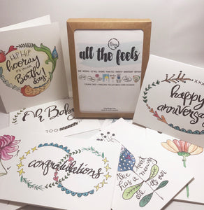 all the feels / pack of 8 note cards / greeting cards / for 8 occasions