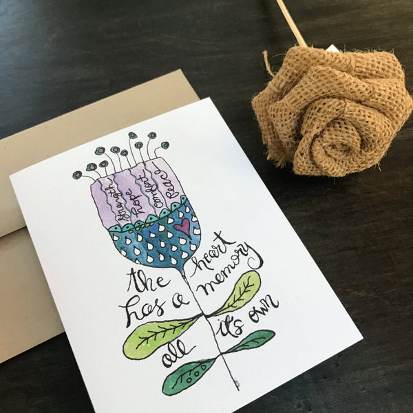 Sympathy Card / watercolor and ink / single folded card / blank inside / Kraft envelope